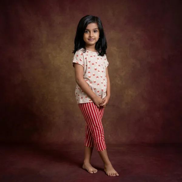Red_And_White_Striped_Cotton_Nightwear_Set_For_Girls