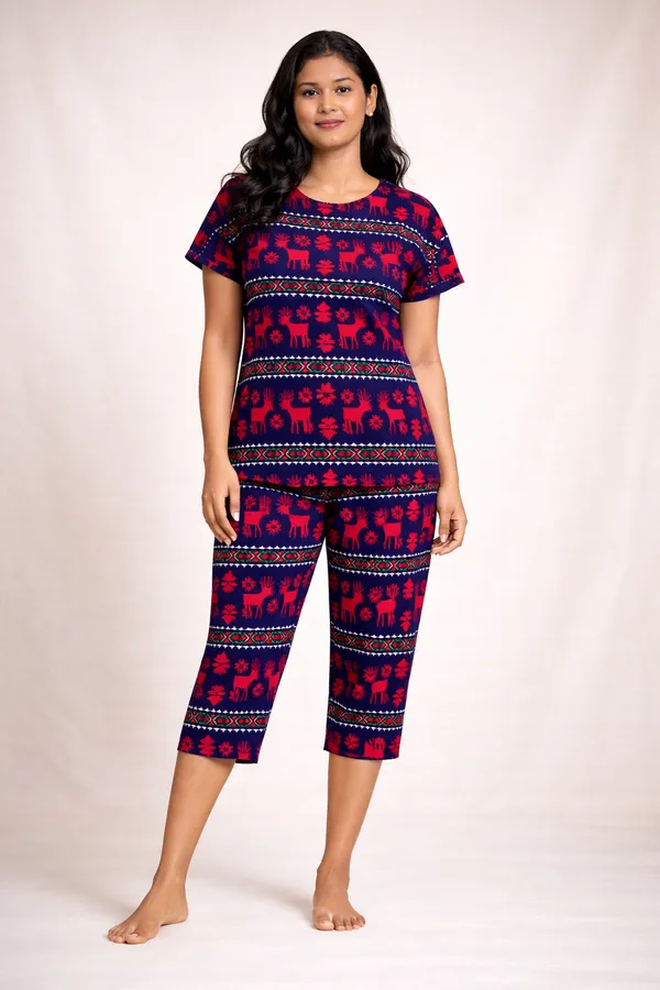 Christmas_Reindeer_Printed_Skin_Friendly_Lyocell_Elastane_Stretch_Loungewear_Set_For_Women