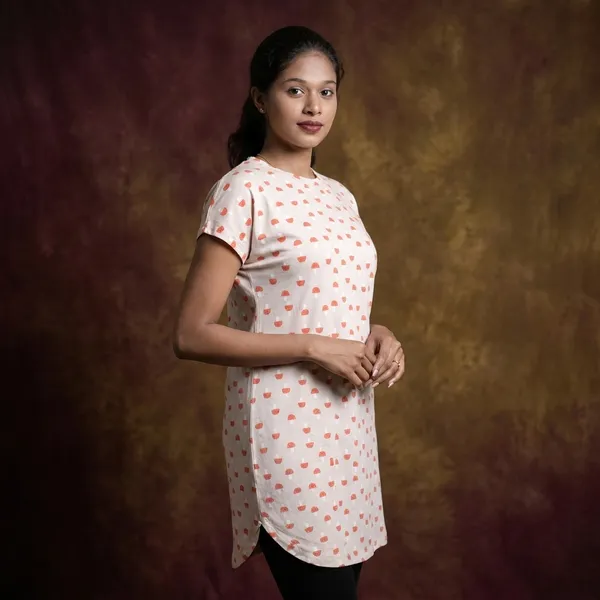 Mushroom_Print_Skin_Friendly_Lyocell_Elastane_Stretch_Nightwear_For_Women