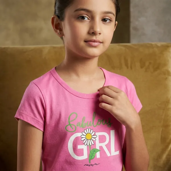 Navy_Blue_And_Pink_Graphic_Print_T-Shirt_Set_For_Girls