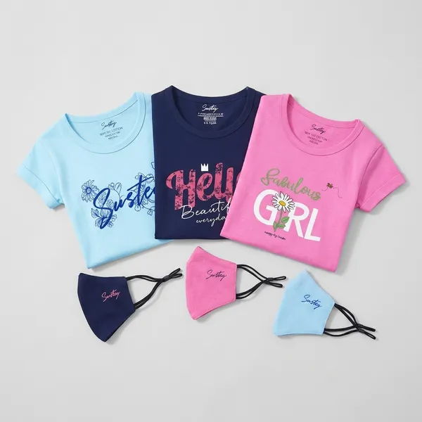 Multicolor_Girls_Cotton_Graphic_Print_T-Shirt_Set_With_Face_Mask