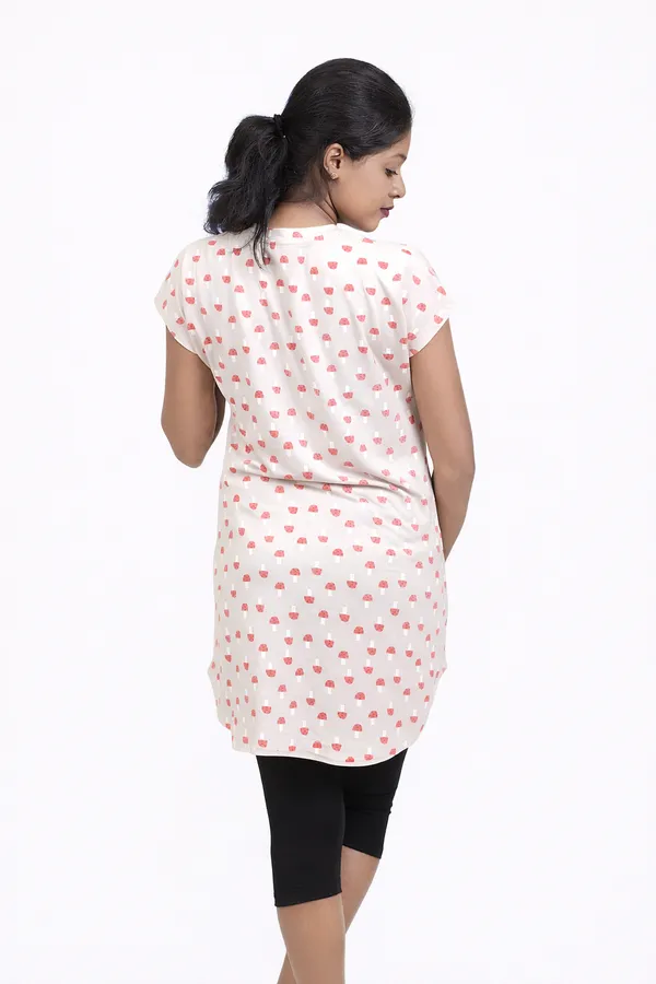 Mushroom_Print_Skin_Friendly_Lyocell_Elastane_Stretch_Nightwear_For_Women