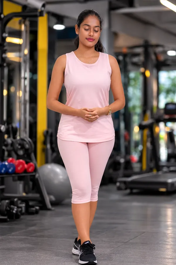 Skin_Friendly_Lyocell_Elastane_Stretch_Pink_Sleeveless_Non_Polyester_Activewear_Set_For_Women