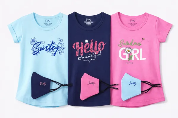 Multicolor_Girls_Cotton_Graphic_Print_T-Shirt_Set_With_Face_Mask