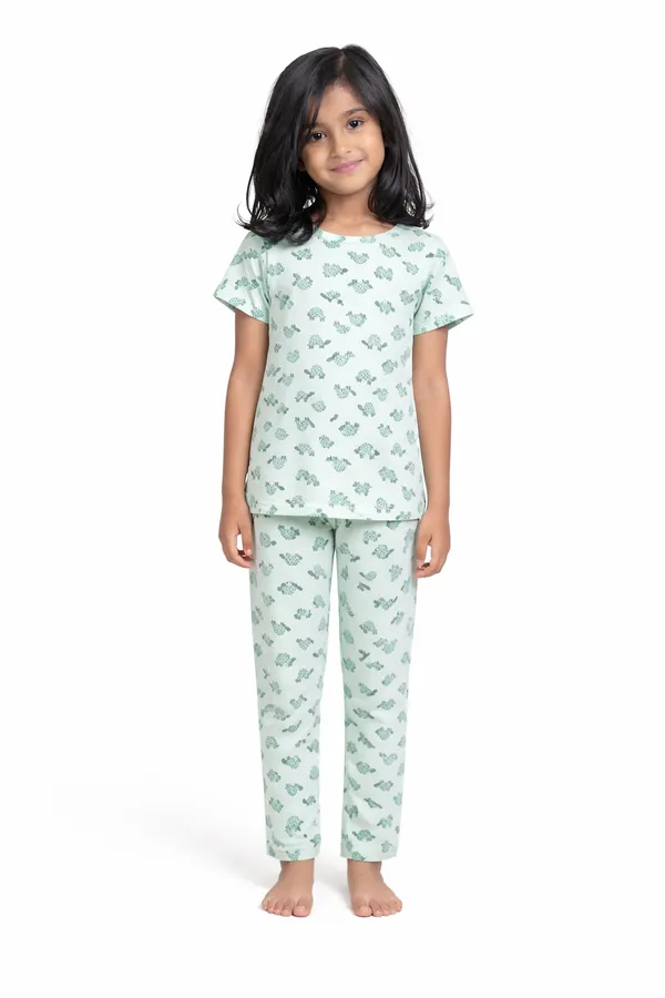 Mint_Green_Turtle_Print_Skin_Friendly_Lyocell_Elastane_Stretch_Nightwear_Set_For_kids