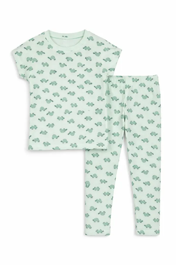 Mint_Green_Turtle_Print_Skin_Friendly_Lyocell_Elastane_Stretch_Nightwear_Set_For_kids