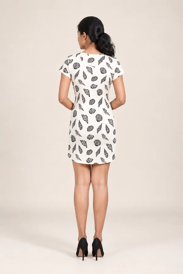 Half_White_Coral_Print_Short_SUPER_COMFY_Sleeve_Designer_Dress_For_Women