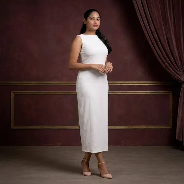 White_Sleeveless_Bodycon_Midi_Dress_For_Women