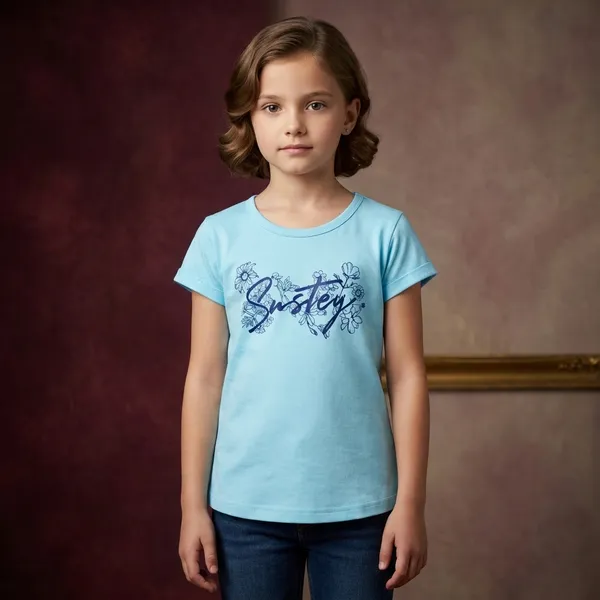 Light_Blue_Floral_Embroidered_Cotton_T-Shirt_For_Girls
