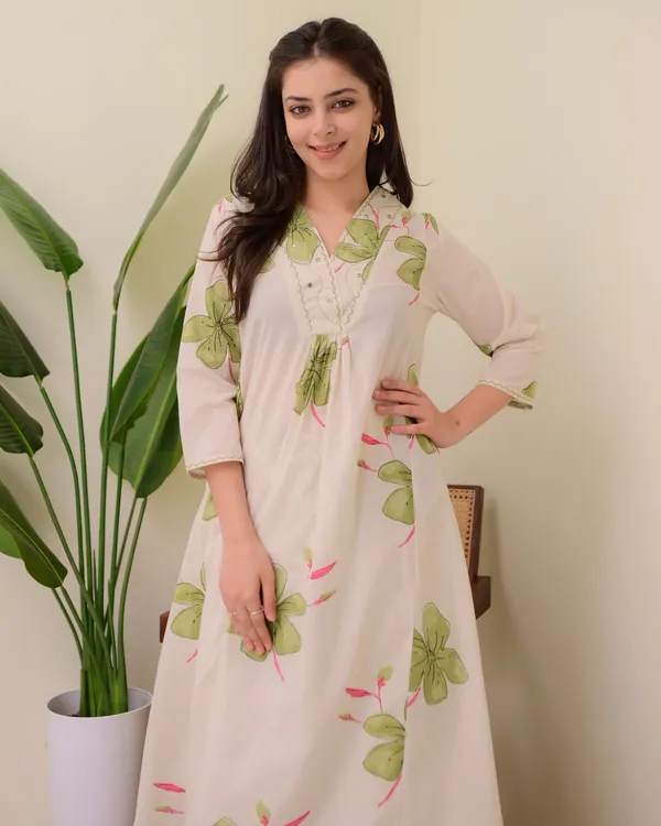Ivory_Green_Cotton_Floral_A_Line_Kurta_Palazzo_Set_For_Women