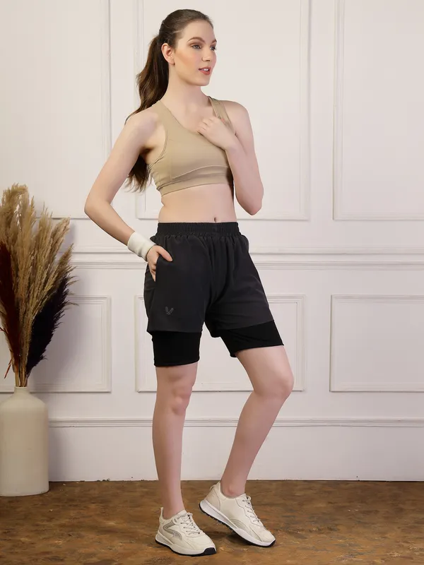 Stone_Double_&_Layered_Compression_Shorts_With_Side_Pocket_For_Women_&_Girls