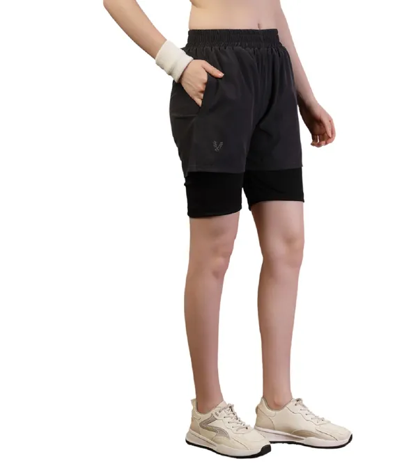 Stone_Double_&_Layered_Compression_Shorts_With_Side_Pocket_For_Women_&_Girls