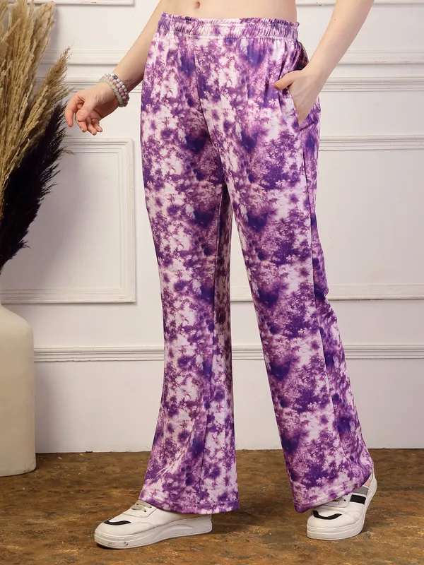 Purple_Printed_Bell_&_Bottom_Trousers_With_2_Side_Pockets_For_Women_&_Girls