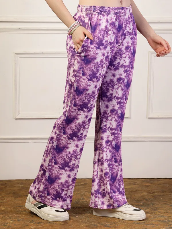 Purple_Printed_Bell_&_Bottom_Trousers_With_2_Side_Pockets_For_Women_&_Girls