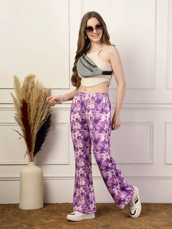 Purple_Printed_Bell_&_Bottom_Trousers_With_2_Side_Pockets_For_Women_&_Girls