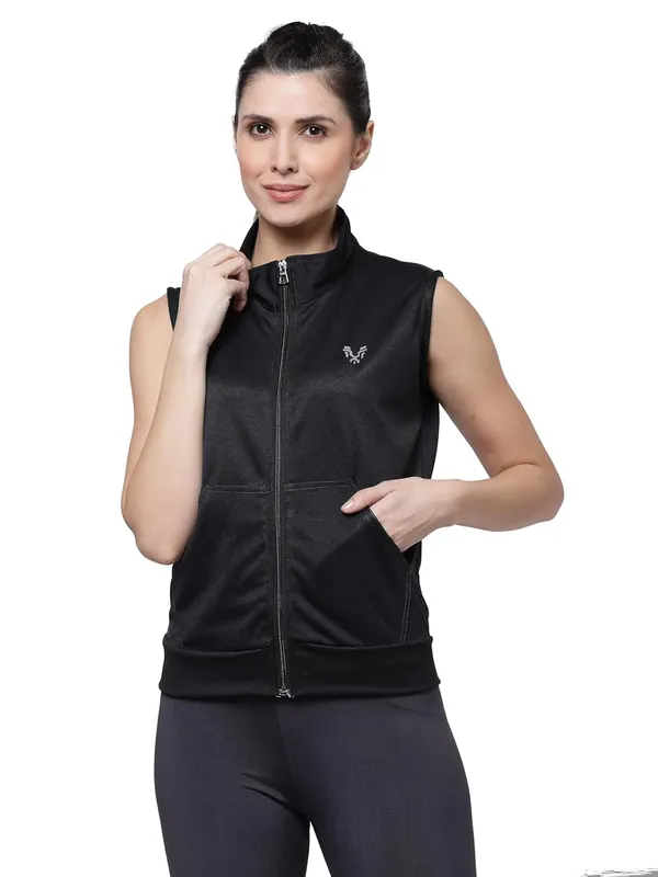 Black_Sleeveless_Training_Sports_Gym_Jacket_For_Women_&_Girls