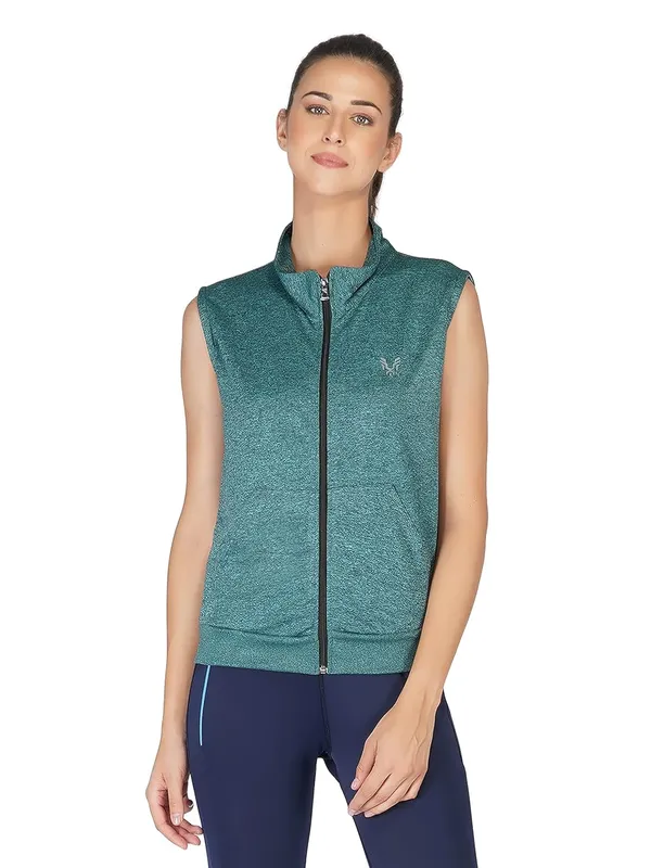 Pine_Green_Sleeveless_Training_Sports_Gym_Jacket_For_Women_&_Girls