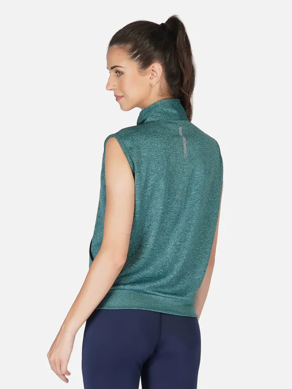 Pine_Green_Sleeveless_Training_Sports_Gym_Jacket_For_Women_&_Girls