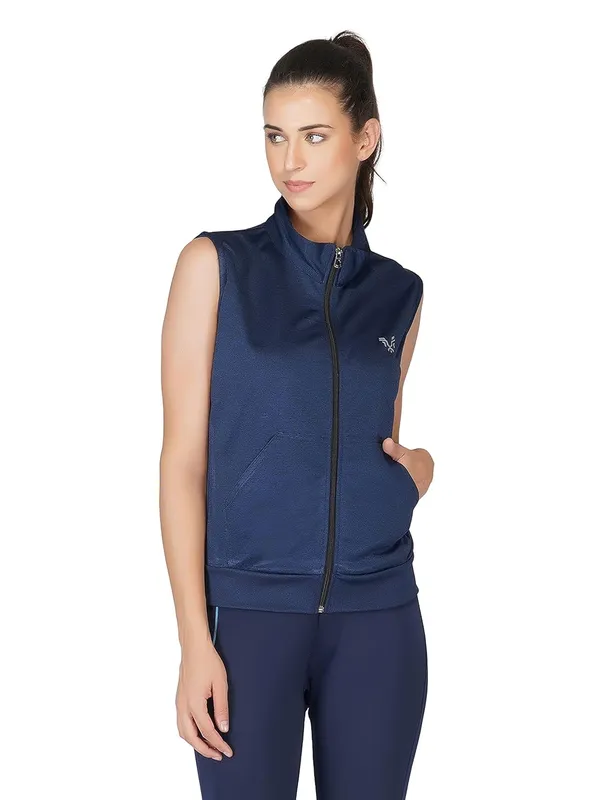 Navy_Sleeveless_Training_Sports_Gym_Jacket_For_Women_&_Girls