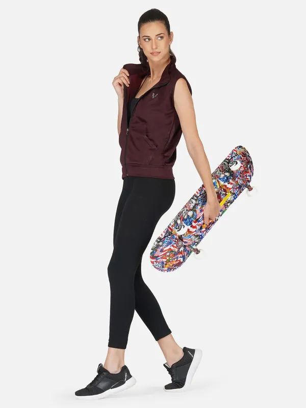 Wine_Sleeveless_Training_Sports_Gym_Jacket_For_Women_&_Girls
