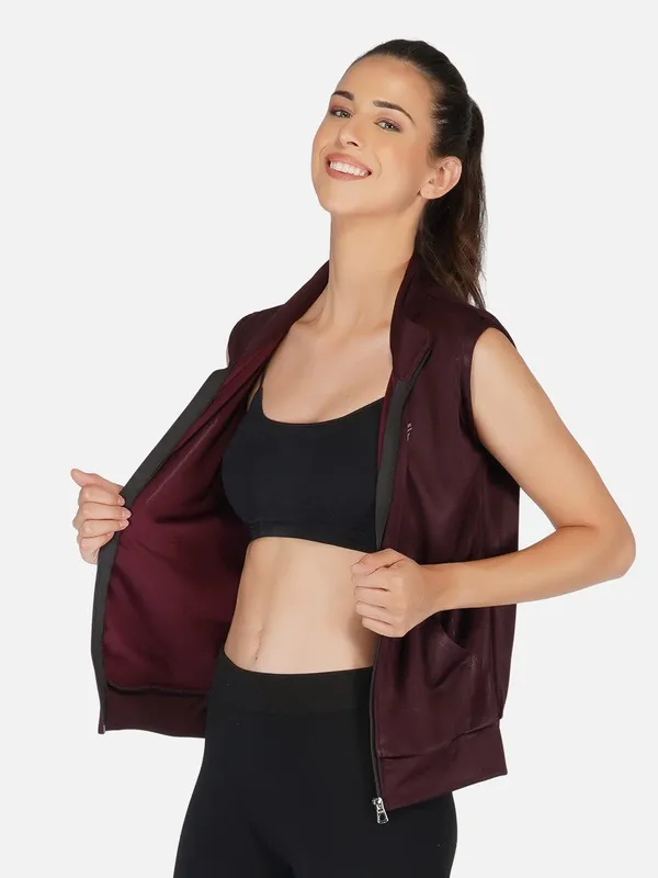 Wine_Sleeveless_Training_Sports_Gym_Jacket_For_Women_&_Girls