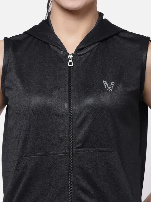 Black_Sleeveless_Hooded_Training_Sports_Gym_Jacket_For_Women_&_Girls