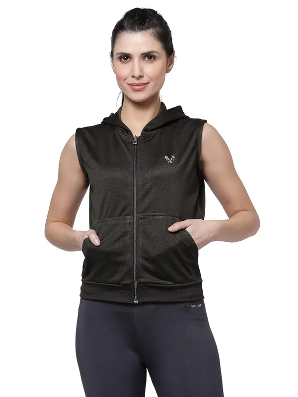 Military_Green_Sleeveless_Hooded_Training_Sports_Gym_Jacket_For_Women_&_Girls