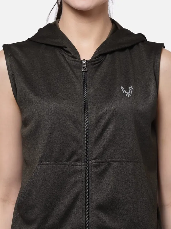 Military_Green_Sleeveless_Hooded_Training_Sports_Gym_Jacket_For_Women_&_Girls