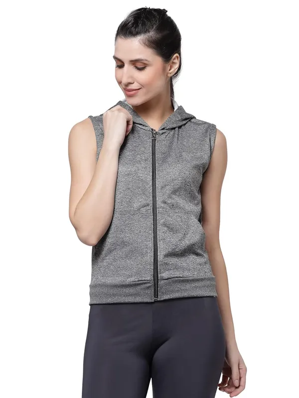 Grey_Sleeveless_Hooded_Training_Sports_Gym_Jacket_For_Women_&_Girls