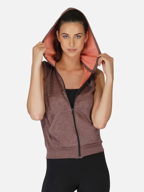 Port_Red_Sleeveless_Hooded_Training_Sports_Gym_Jacket_For_Women_&_Girls