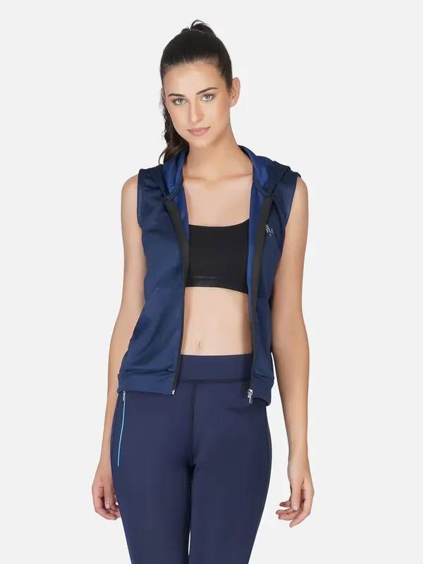 Navy_Sleeveless_Hooded_Training_Sports_Gym_Jacket_For_Women_&_Girls