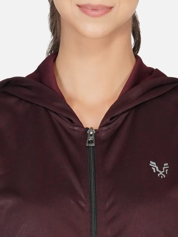 Wine_Sleeveless_Hooded_Training_Sports_Gym_Jacket_For_Women_&_Girls