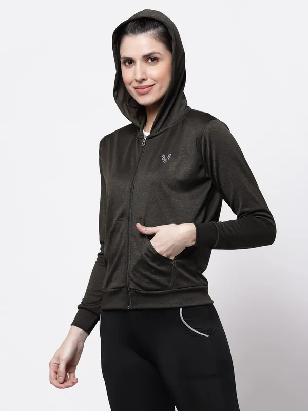 Military_Green_Hooded_Sports_Gym_Training_Jacket_For_Women_&_Girls