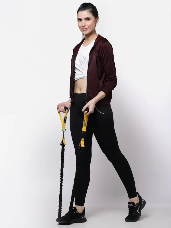 Wine_Hooded_Sports_Gym_Training_Jacket_For_Women_&_Girls