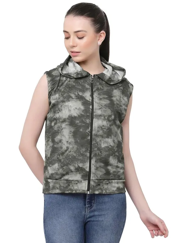 Green_Standard_Length_Polyester_Sleeveless_Hooded_Training_Sports_Gym_Jacket_For_Women_&_Girls