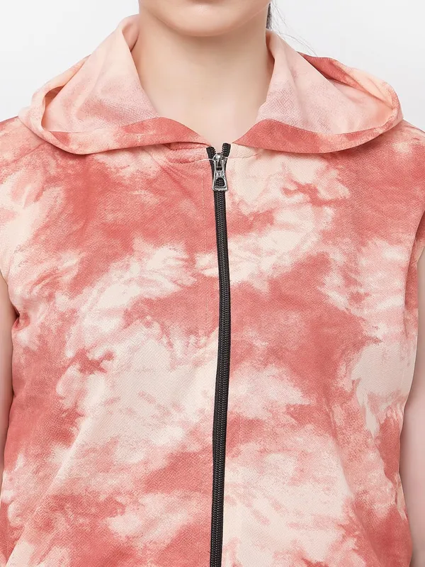 Peach_Standard_Length_Polyester_Sleeveless_Hooded_Training_Sports_Gym_Jacket_For_Women_&_Girls