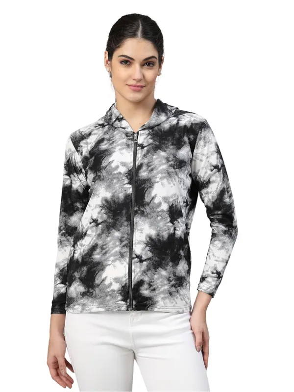 Black_&_White_Standard_Length_Polyester_Hooded_Sports_Gym_Training_Jacket_For_Women_&_Girls