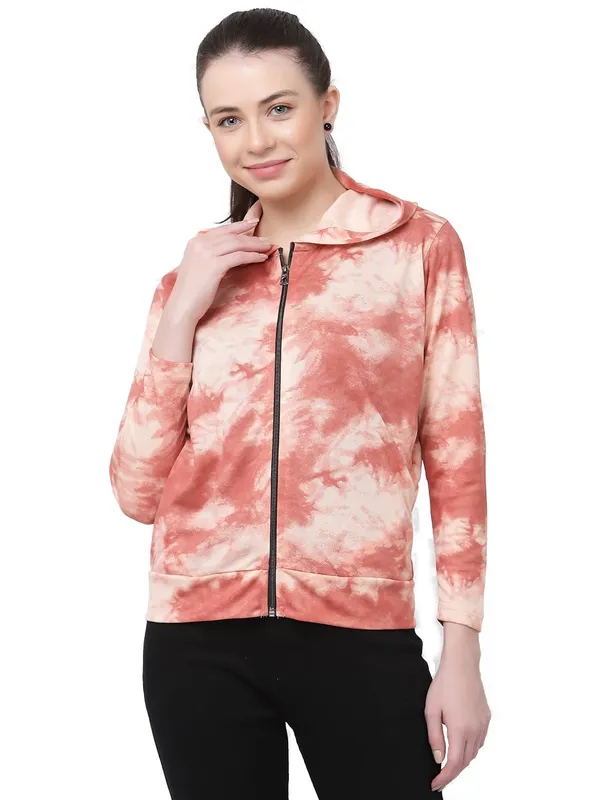 Peach_Standard_Length_Polyester_Hooded_Sports_Gym_Training_Jacket_For_Women_&_Girls