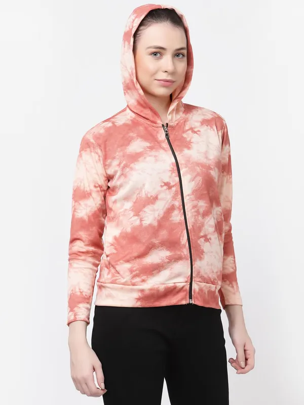 Peach_Standard_Length_Polyester_Hooded_Sports_Gym_Training_Jacket_For_Women_&_Girls