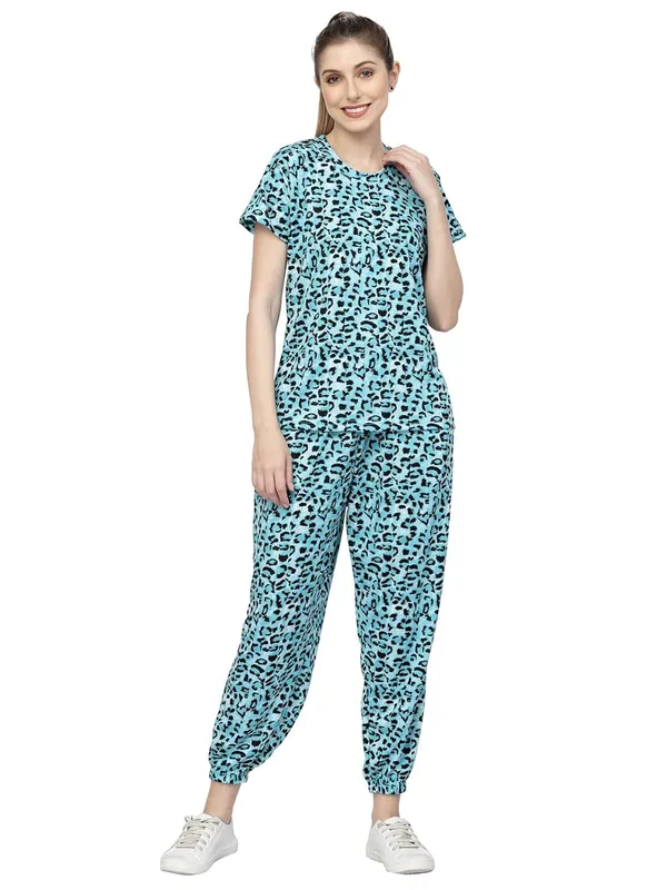 Aqua_Animal_Print_Tie-Dye_Night_Suit_Set_For_Women
