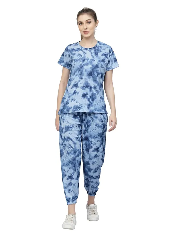 Blue_Animal_Print_Tie-Dye_Night_Suit_Set_For_Women