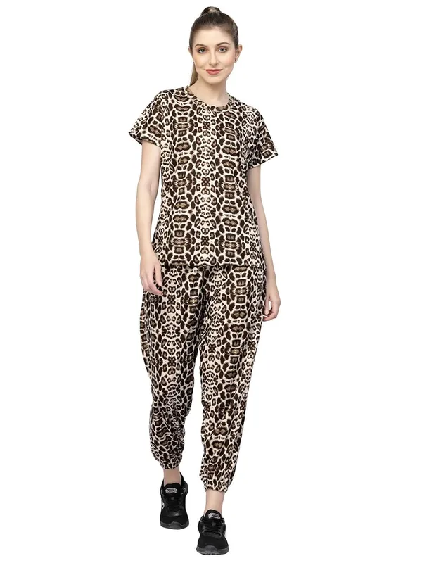 Brown_Animal_Print_Tie-Dye_Night_Suit_Set_For_Women