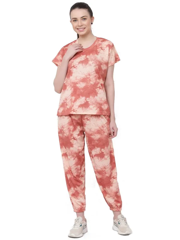 Peach_Animal_Print_Tie-Dye_Night_Suit_Set_For_Women