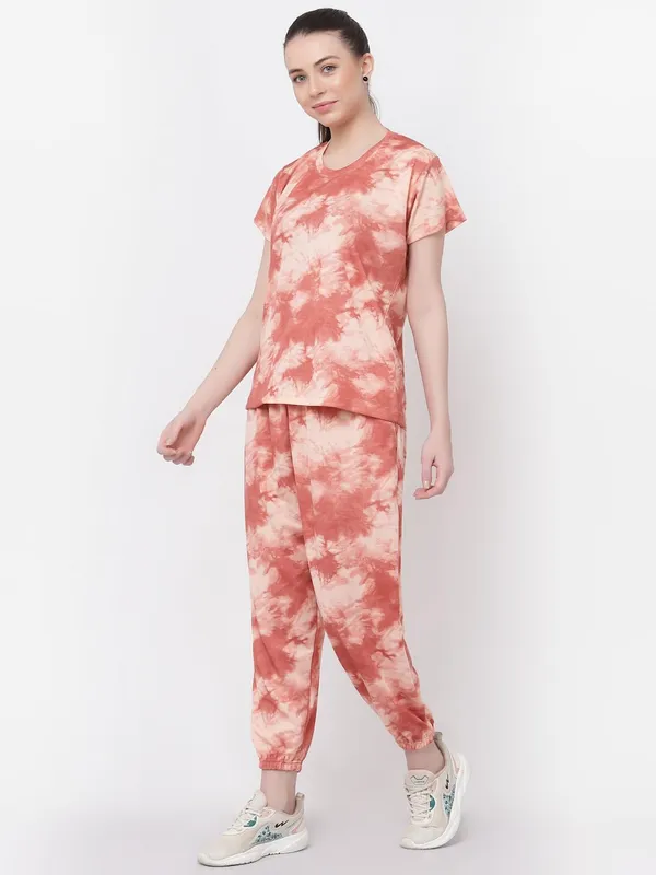 Peach_Animal_Print_Tie-Dye_Night_Suit_Set_For_Women