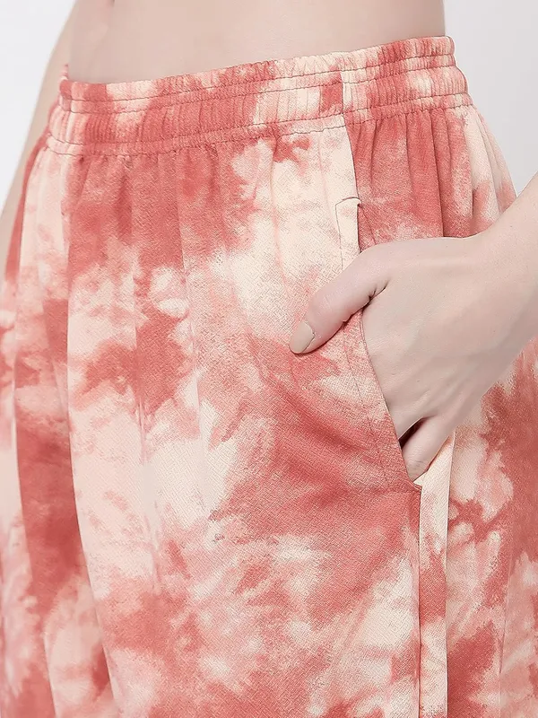 Peach_Animal_Print_Tie-Dye_Night_Suit_Set_For_Women