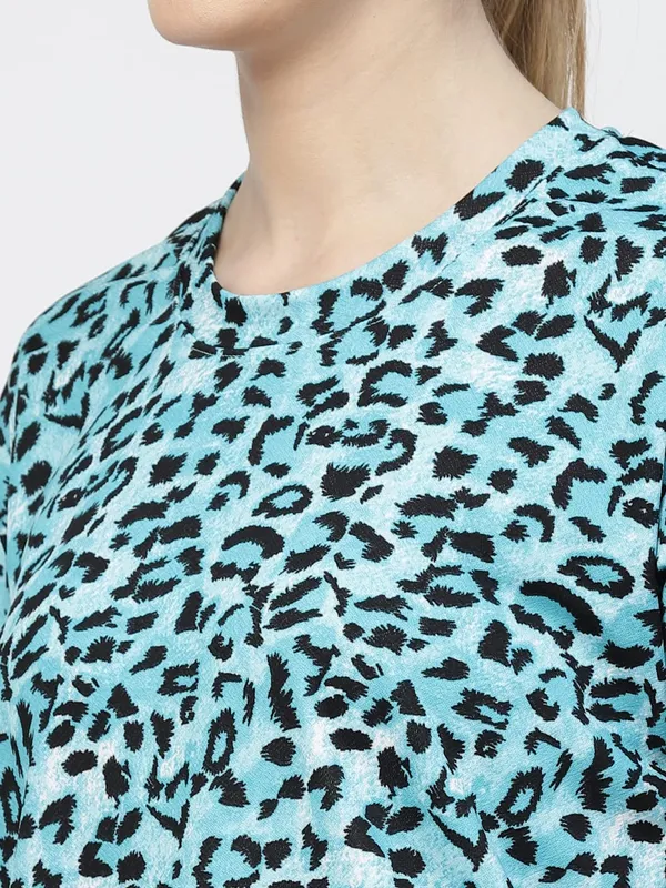 Aqua_Animal_Print_Tie-Dye_Half_Sleeve_T-Shirt_&_Shorts_Night_Suit_Set_For_Women_&_Girls