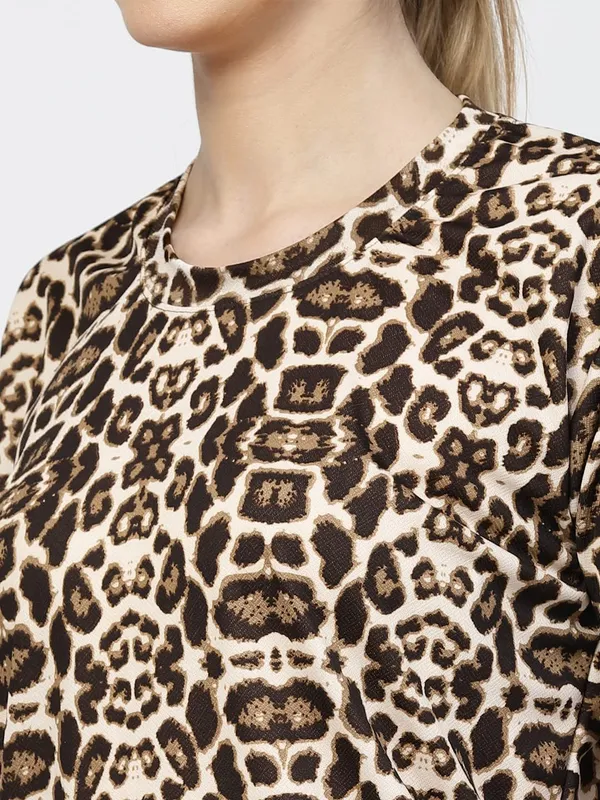 Brown_Animal_Print_Tie-Dye_Half_Sleeve_T-Shirt_&_Shorts_Night_Suit_Set_For_Women_&_Girls