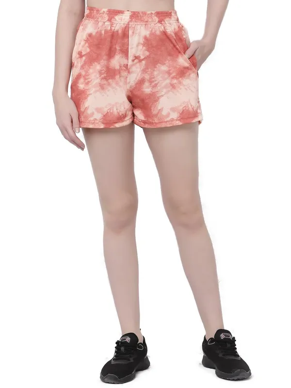 Peach_Relaxed_Fit_Printed_Shorts_With_Side_Pockets_For_Women_&_Girls