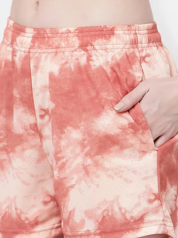 Peach_Relaxed_Fit_Printed_Shorts_With_Side_Pockets_For_Women_&_Girls