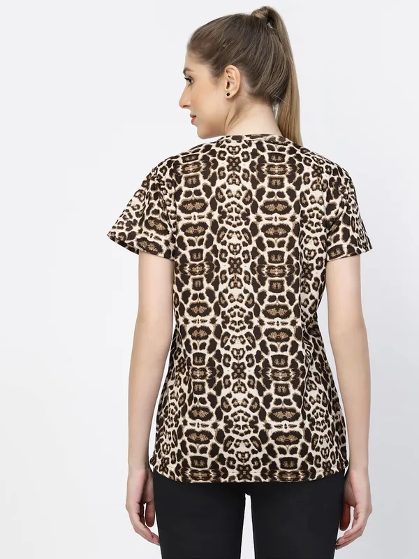 Brown_Printed_Half_Sleeves_Round_Neck_Gym_Sports_T-Shirt_For_Women_&_Girls_|_Premium_Regular_Fit_Animal_Print_T-Shirt